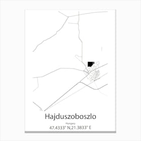 Hajduszoboszlo,Hungary Minimalist Map Canvas Print