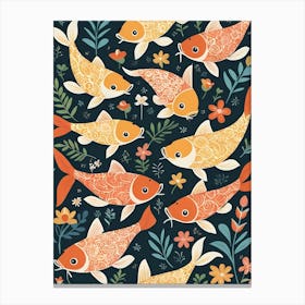Floral Koi Fish Nursery Illustration (3) Canvas Print
