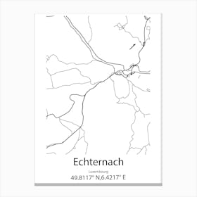 Echternach,Luxembourg Minimalist Map Canvas Print