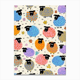 Colorful Sheep Farm Canvas Print