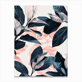 Pink And Black Leaves Wallpaper Canvas Print