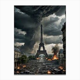 Eiffel Tower In The Storm Canvas Print