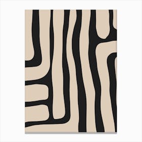 Beige & Black Abstract Art Canvas Print