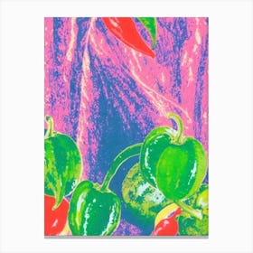 Serrano Pepper 3 Risograph Retro Poster vegetable Canvas Print