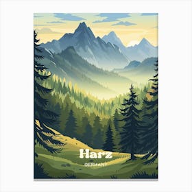 Harz Mountains Germany Serene Travel Art Canvas Print