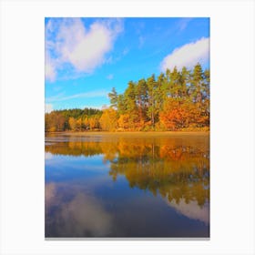 Autumn In The Forest with blue sky Canvas Print