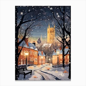 Winter Travel Night Illustration St Andrews United Kingdom 2 Canvas Print