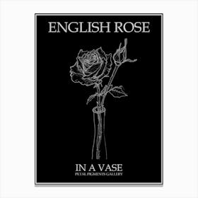 English Rose In A Vase Line Drawing 1 Poster Inverted Canvas Print