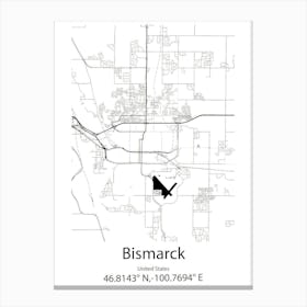 Bismarck,United States Minimalist Map Canvas Print