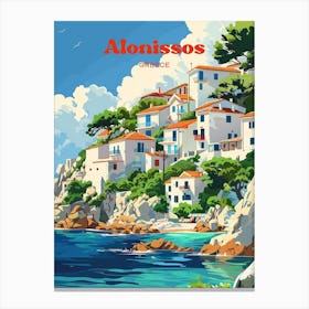 Alonissos Greece Seaside Art Illustration Canvas Print