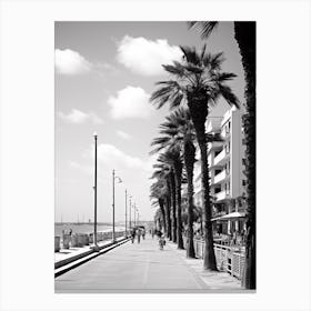 Tel Aviv, Israel, Mediterranean Black And White Photography Analogue 7 Canvas Print