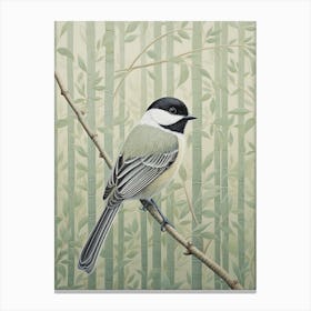 Ohara Koson Inspired Bird Painting Carolina Chickadee 3 Canvas Print