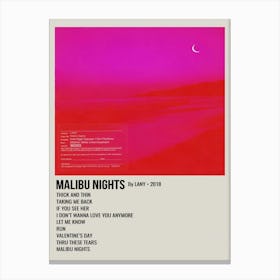 Malibu Nights By Lany 2018 Poster Canvas Print