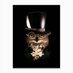 Owl In Top Hat Canvas Print