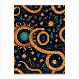 Seamless Pattern With Snakes And Stars Canvas Print