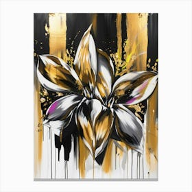 Gold And Black Flower Canvas Print