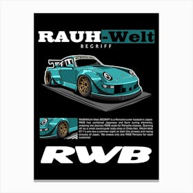 Porsche RWB Cyan Canvas Print