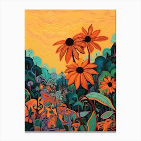 Boho Wildflower Painting Brown Eyed Susan 2 Canvas Print