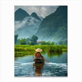 Woman In A Boat On A River 1 Canvas Print