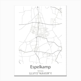 Espelkamp,Germany Minimalist Map Canvas Print