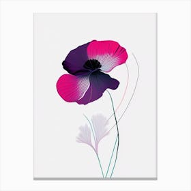 Anemone Floral Minimal Line Drawing 4 Flower Canvas Print