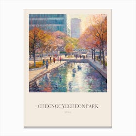 Cheonggyecheon Park Seoul 2 Vintage Cezanne Inspired Poster Canvas Print