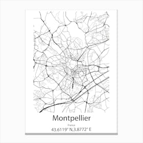 Montpellier,France Minimalist Map Canvas Print