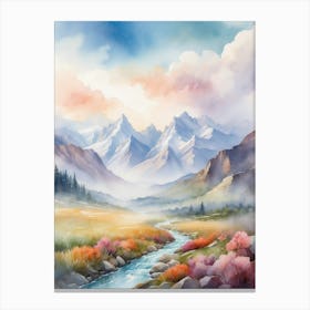 Watercolor Landscape Painting 3 Canvas Print