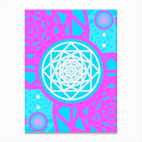 Geometric Glyph in White and Bubblegum Pink and Candy Blue n.0034 Canvas Print