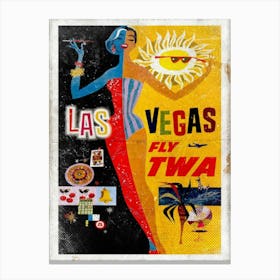 Vintage Travel Poster ― Las Vegas Fly Twa Canvas Print