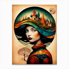 Girl In A Dream Hat Canvas Print