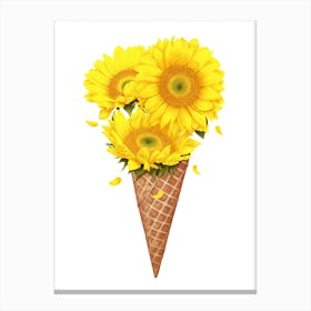 Ice Cream With Sunflowers Canvas Print