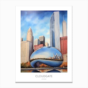 Cloudgate 3 Chicago Watercolour Travel Poster Canvas Print