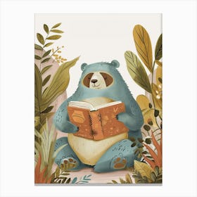 Sloth Bear Reading Storybook Illustration 3 Canvas Print