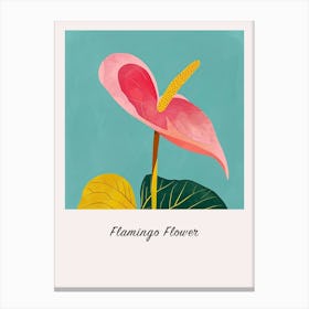 Flamingo Flower Square Flower Illustration Poster Canvas Print