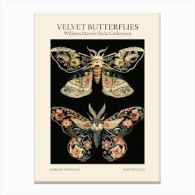 Velvet Butterflies Collection Dark Butterflies William Morris Style 10 Canvas Print