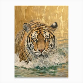 Tiger In The Water 15 Canvas Print