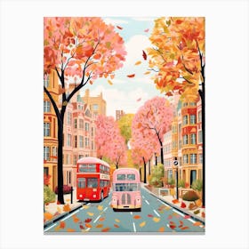 London Street In Autumn Fall Travel Art 3 Canvas Print