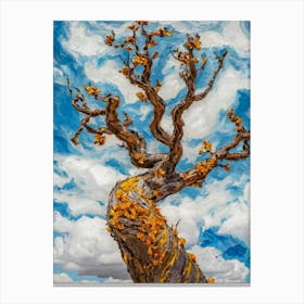 Painting Of A Tree In Autumn With Orange Leaves Canvas Print