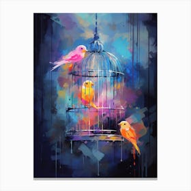 Colourful Watercolour Bird Cage 3 Canvas Print
