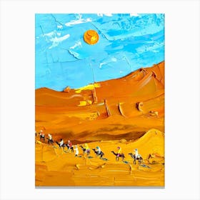 Camels In The Desert Canvas Print