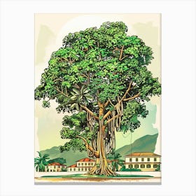 Banyan Tree Storybook Illustration 1 Canvas Print