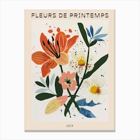 Spring Floral French Poster  Lily 3 Canvas Print
