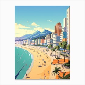 Copacabana Beach, Brazil, Flat Illustration 2 Canvas Print