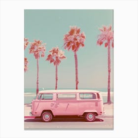 Pink Vw Bus 4 Canvas Print