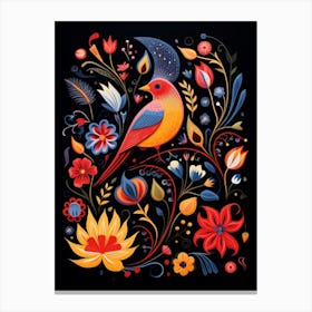 Folk Bird Illustration Cardinal 3 Canvas Print