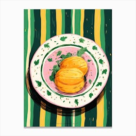 A Plate Of Pumpkins, Autumn Food Illustration Top View 32 Canvas Print