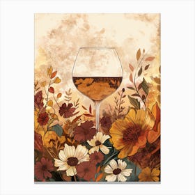 Cute Bohemian Illustration Of A Wine Glass Canvas Print