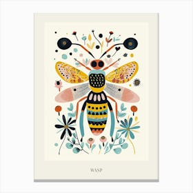 Colourful Insect Illustration Wasp 11 Poster Canvas Print