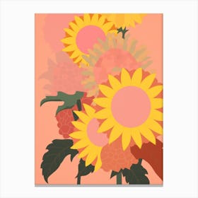 Sunflowers Flower Big Bold Illustration 1 Canvas Print